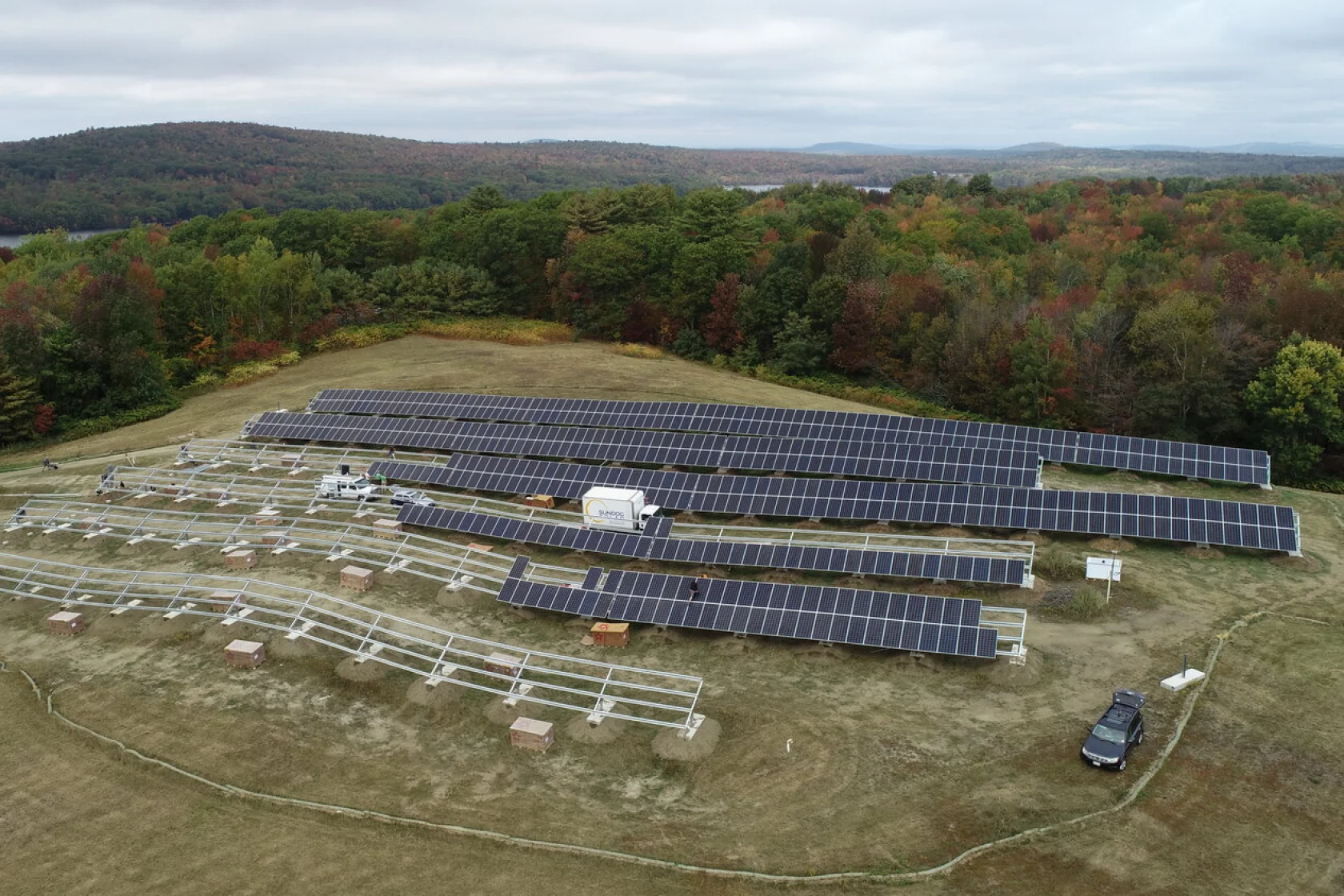 Solar panels are installed outside